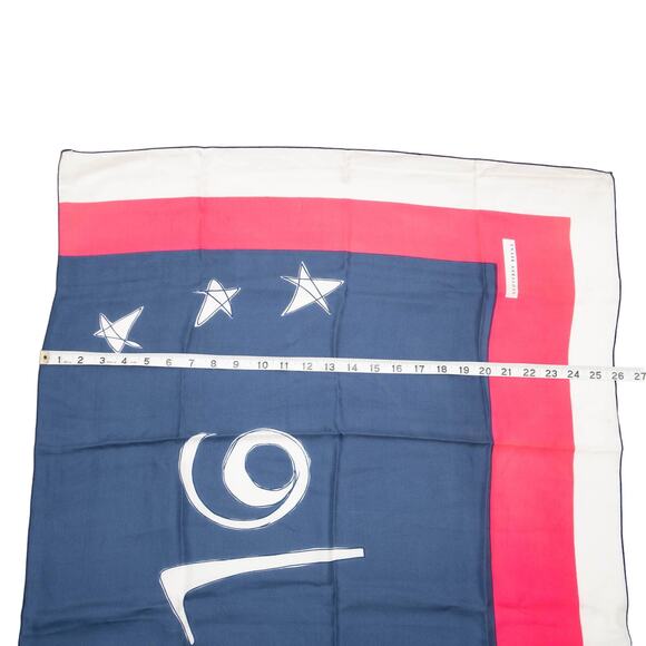 Geoffrey Beene Pink Blue Square Silk Scarf 26" - Picture 5 of 7